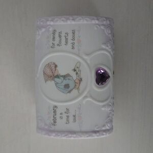 Precious Moments White and Purple Trinket Box